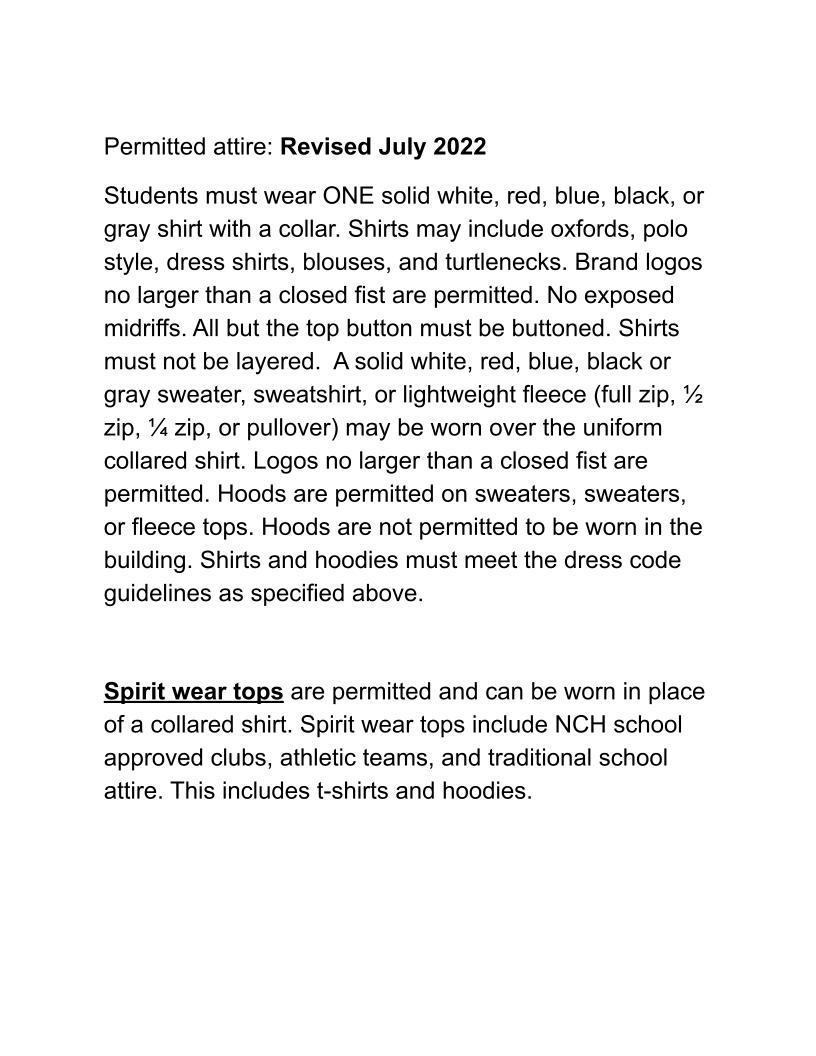 New Dress Code policies